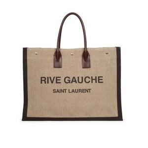 Saint Laurent Rive Gauche Cabas Canvas Linen Tote Bag